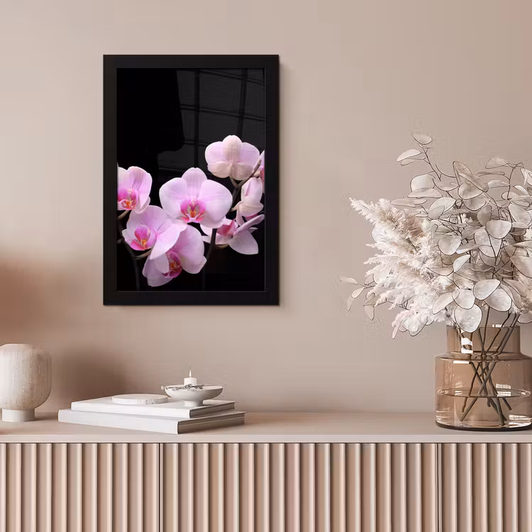 Orchidee - Bloemen - Roze - Flora fotolijst zwart zonder passe partout klein -sfeer5
