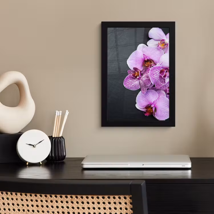Orchidee - Bloemen - Roze - Flora fotolijst zwart zonder passe partout klein -sfeer1