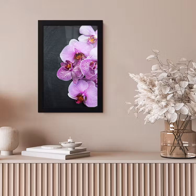 Orchidee - Bloemen - Roze - Flora fotolijst zwart zonder passe partout klein -sfeer5