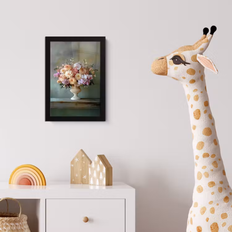 Orchidee - Boeket - Vaas - Bloemen fotolijst zwart zonder passe partout klein -usfeer4_kinderkamer
