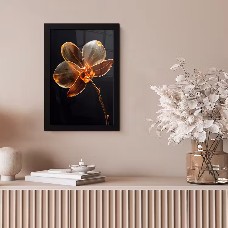 Orchidee - Doorzichtig - Bloem fotolijst zwart zonder passe partout klein -sfeer5