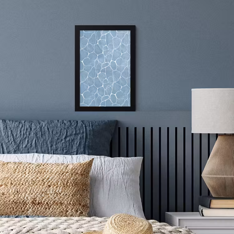 Organisch - Patroon - Blauw fotolijst zwart zonder passe partout klein 224 -sfeer3