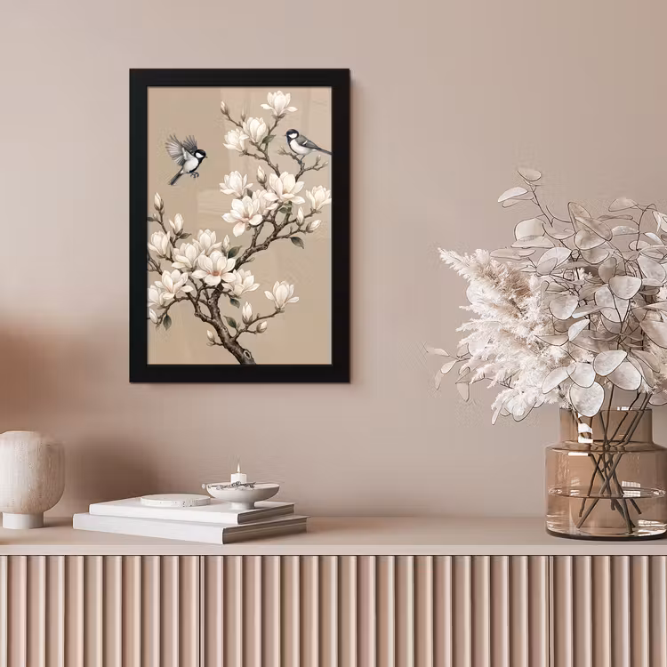 Oosters - Vogels - Beige fotolijst zwart zonder passe partout klein -sfeer5