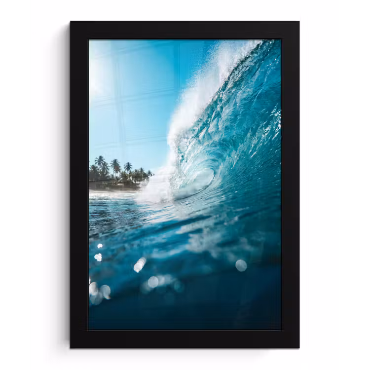 Oceaan - Golf - Strand - Natuur - Blauw fotolijst zwart zonder passe partout klein -3d