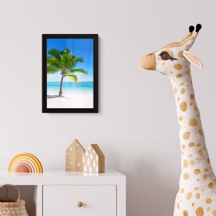 Palmboom - Strand - Zee - Zomer fotolijst zwart zonder passe partout klein -usfeer4_kinderkamer