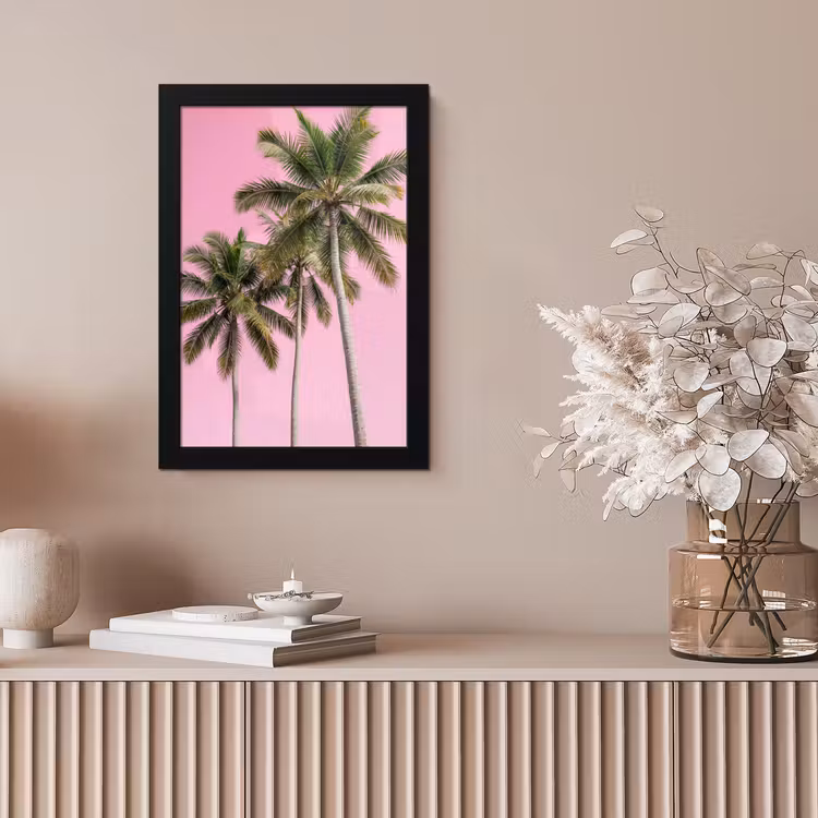 Palmboom - Tropisch - Pink fotolijst zwart zonder passe partout klein -sfeer5