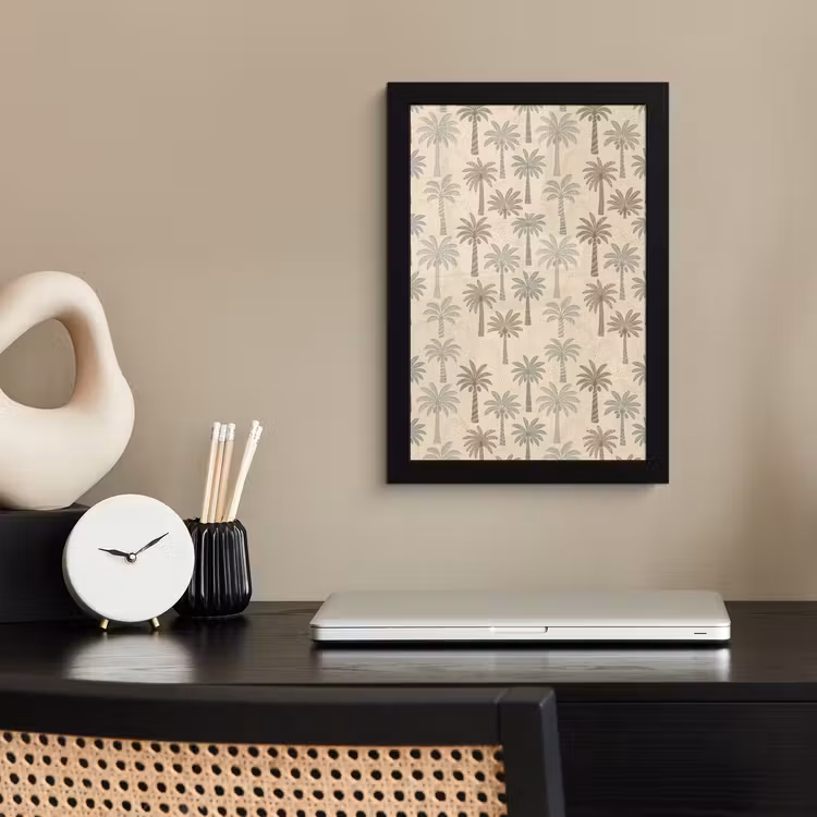 Palmbomen - Patroon - Tropisch - Beige fotolijst zwart zonder passe partout klein -sfeer1