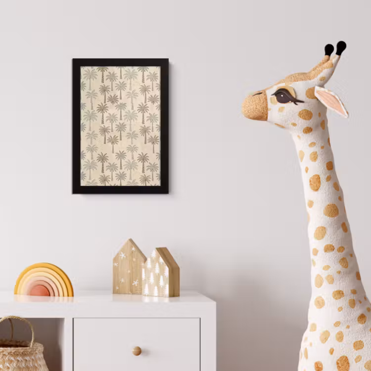 Palmbomen - Patroon - Tropisch - Beige fotolijst zwart zonder passe partout klein -usfeer4_kinderkamer