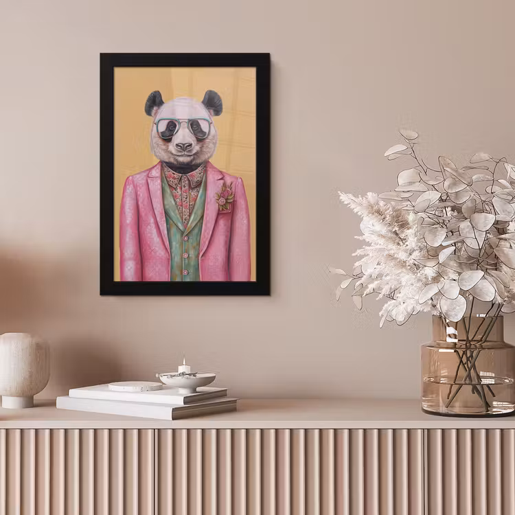 Panda - Pak - Zonnebril - Blauw fotolijst zwart zonder passe partout klein -sfeer5