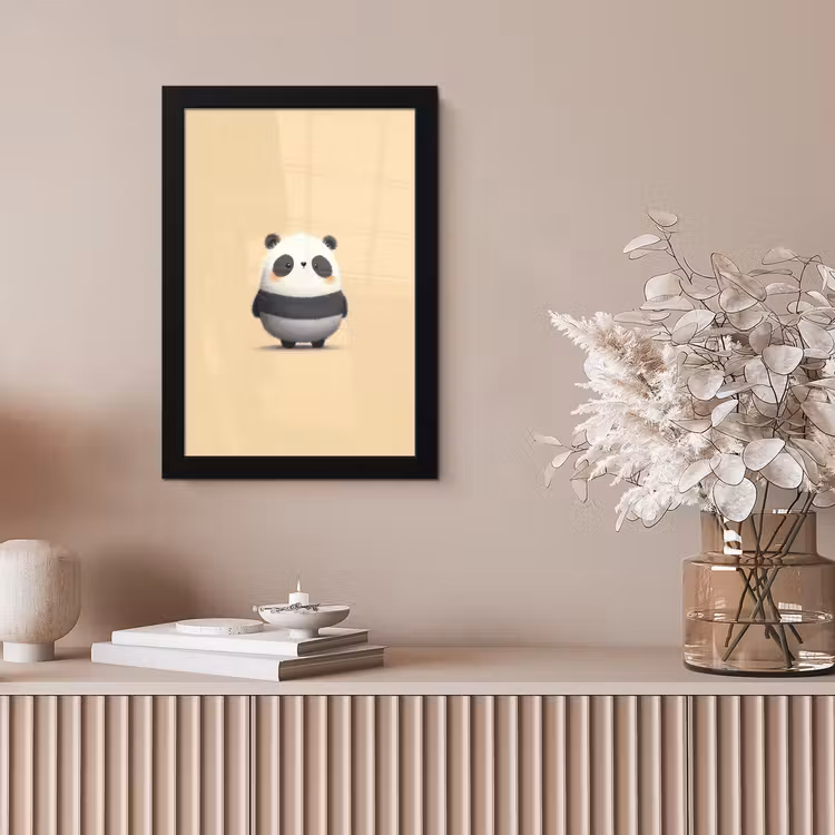Panda - Beige - Minimalistisch fotolijst zwart zonder passe partout klein -sfeer5