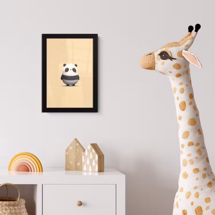 Panda - Beige - Minimalistisch fotolijst zwart zonder passe partout klein -usfeer4_kinderkamer