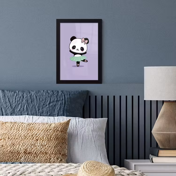 Dansende panda - Paars - Sierlijk - Kawaii fotolijst zwart zonder passe partout klein -sfeer3