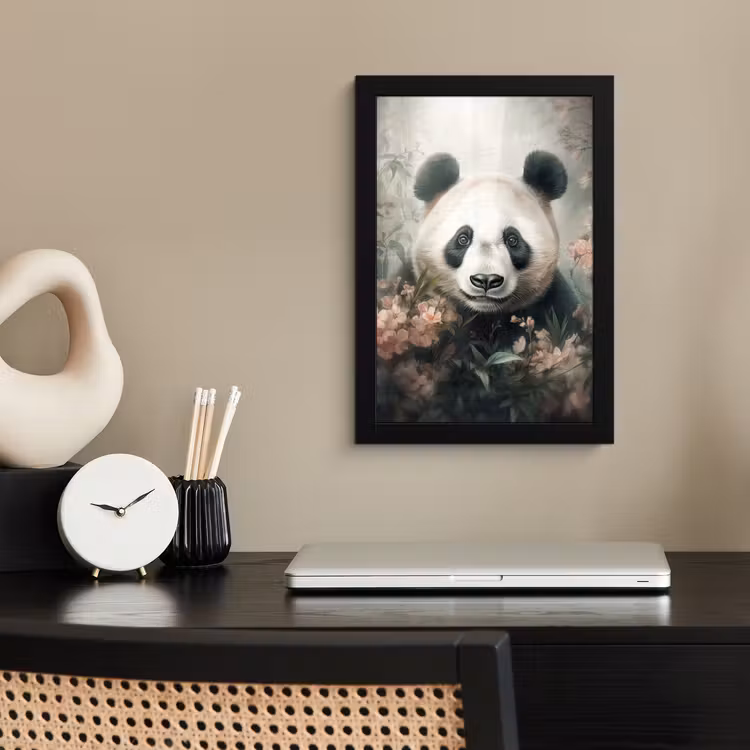 Panda - Dieren - Bloemen - Planten fotolijst zwart zonder passe partout klein -sfeer1