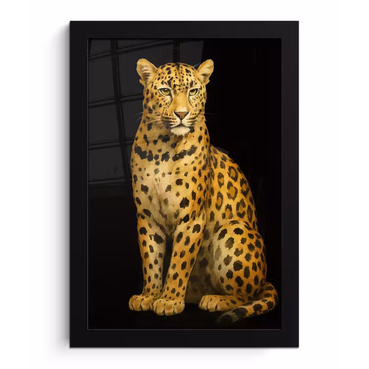 Panter - Realistisch - Bruin fotolijst zwart zonder passe partout klein -3d