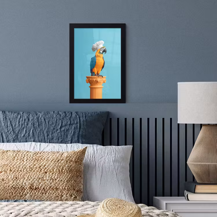 Papegaai - Koksmuts - Grappig - Vogel fotolijst zwart zonder passe partout klein -sfeer3