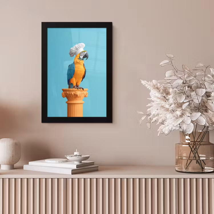 Papegaai - Koksmuts - Grappig - Vogel fotolijst zwart zonder passe partout klein -sfeer5