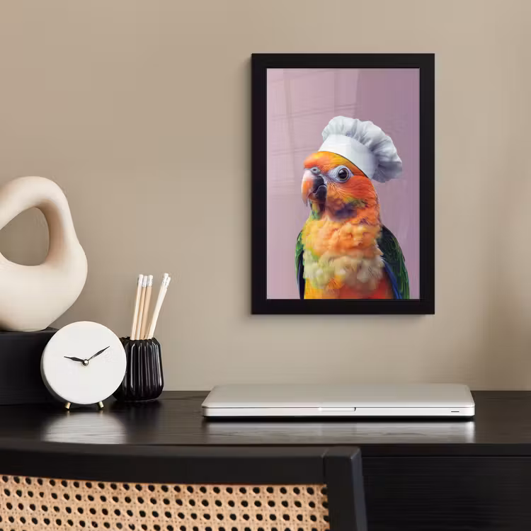 Papegaai - Koksmuts - Nieuwsgierig - Vogel fotolijst zwart zonder passe partout klein -sfeer1