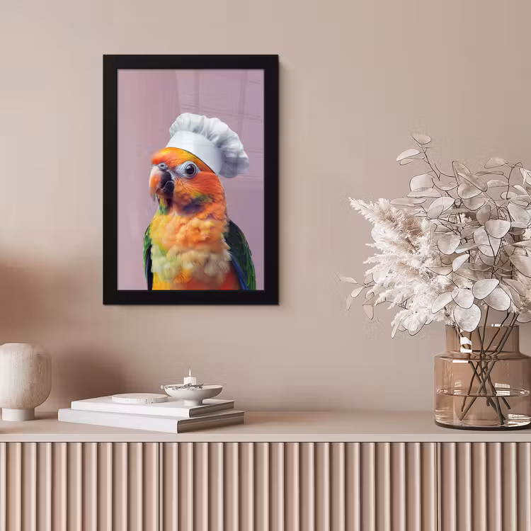 Papegaai - Koksmuts - Nieuwsgierig - Vogel fotolijst zwart zonder passe partout klein -sfeer5