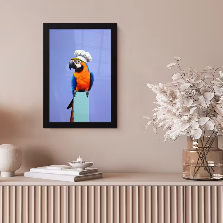 Papegaai - Koksmuts - Vogel - Leuk fotolijst zwart zonder passe partout klein -sfeer5