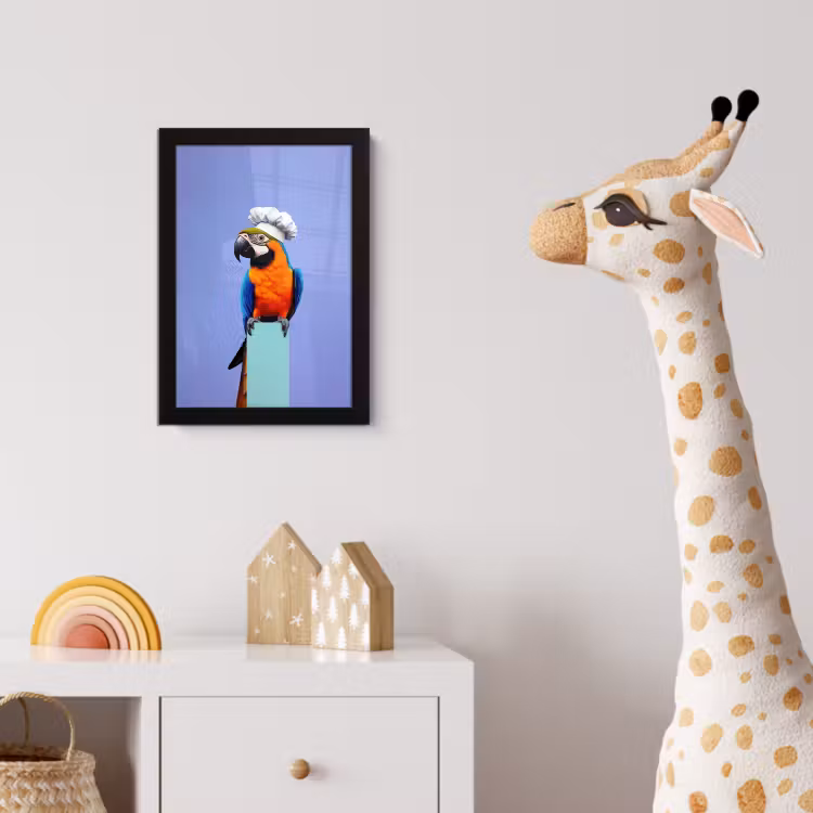 Papegaai - Koksmuts - Vogel - Leuk fotolijst zwart zonder passe partout klein -usfeer4_kinderkamer