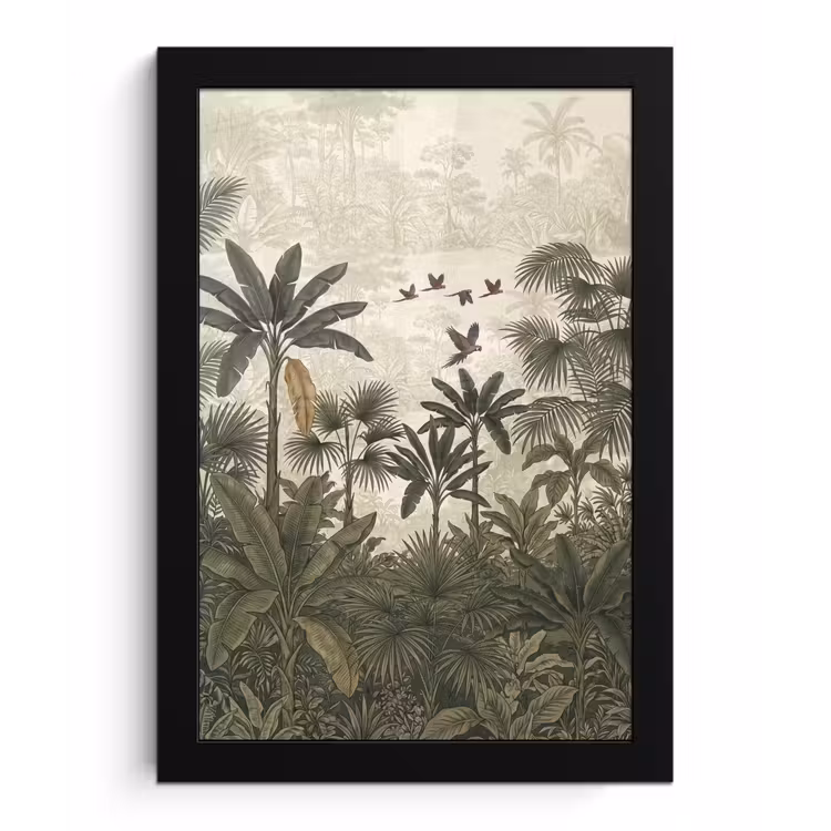Papagaaien - Jungle - Tropisch - Green fotolijst zwart zonder passe partout klein -3d
