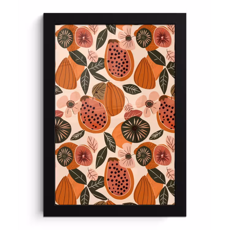 Papaja - Bloesem - Oranje fotolijst zwart zonder passe partout klein 224 -3d