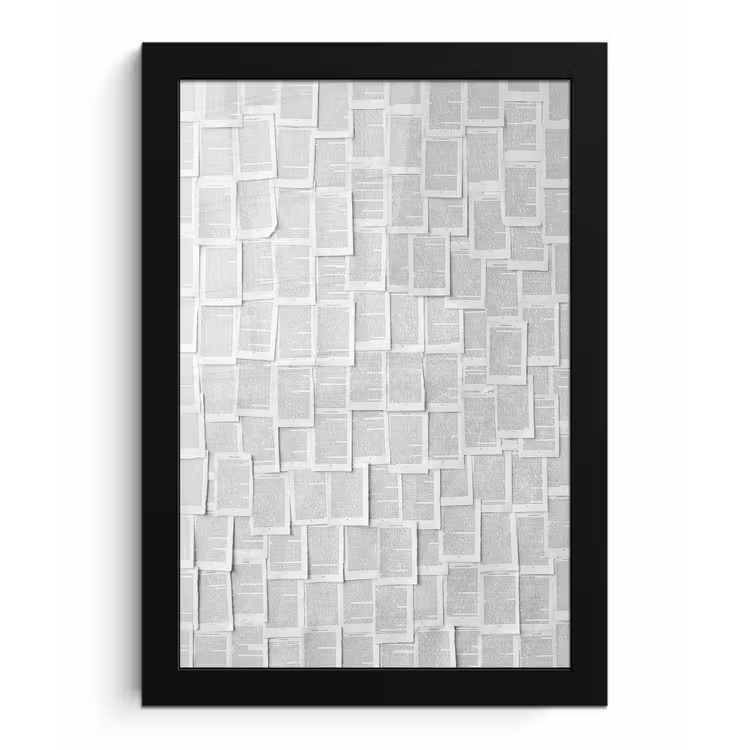 Papier - Overlappend - Textuur - Modern - Wit fotolijst zwart zonder passe partout klein -3d
