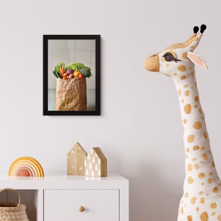 Papieren - Boodschappen - Groente - Kleurrijk fotolijst zwart zonder passe partout klein -usfeer4_kinderkamer