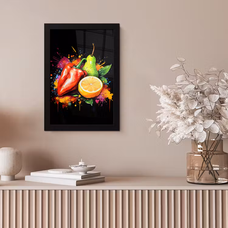 Paprika - Peer - Citroen - Graffiti - Verf - Abstract fotolijst zwart zonder passe partout klein -sfeer5