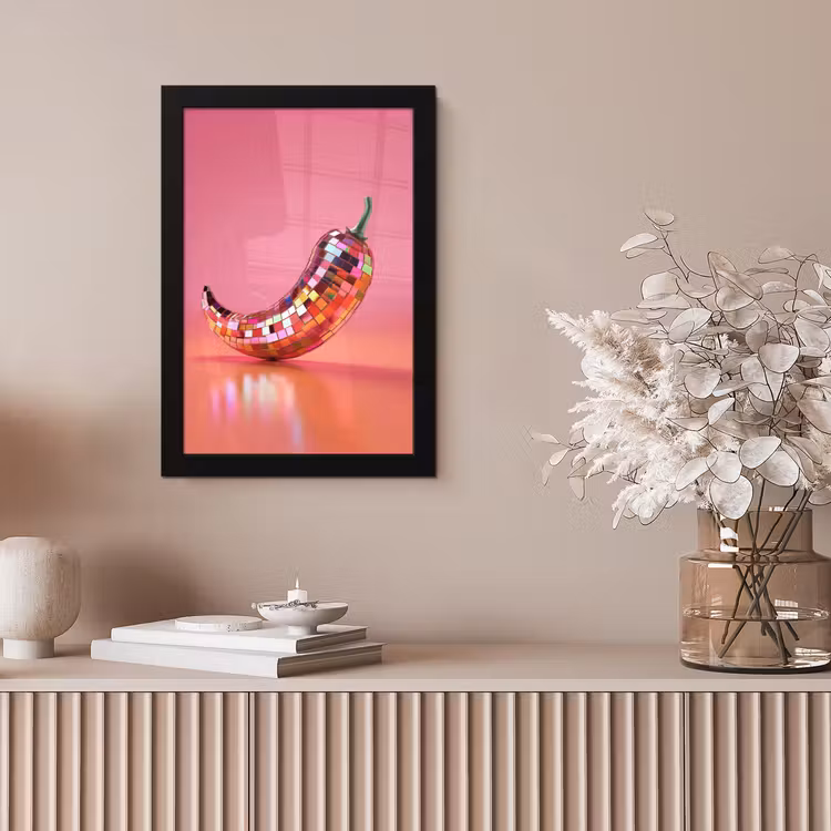 Peper - Disco - Rood - Glitter fotolijst zwart zonder passe partout klein -sfeer5