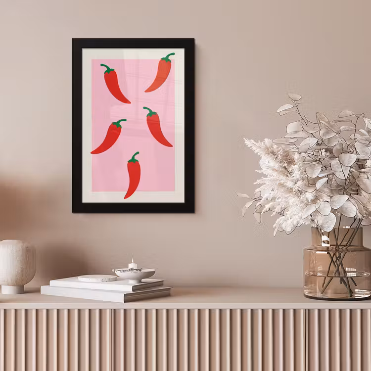 Pepers - Rood - Illustratie fotolijst zwart zonder passe partout klein -sfeer5