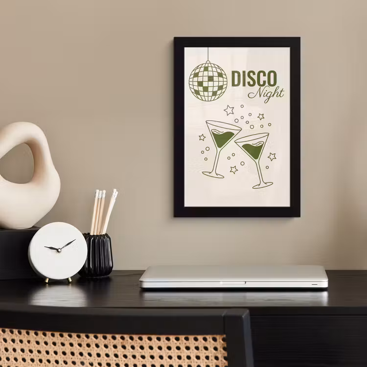 Feest - Disco - Drank - Illustratie - Groen fotolijst zwart zonder passe partout klein -sfeer1