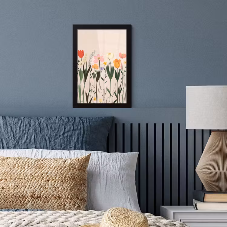 Pasteltinten - Bloemen - Illustratie fotolijst zwart zonder passe partout klein -sfeer3