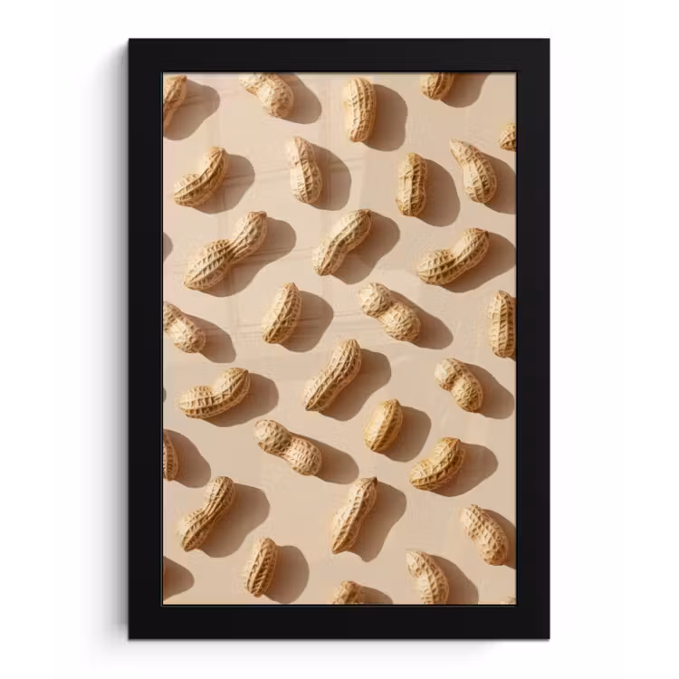 Pinda's - Patroon - Beige fotolijst zwart zonder passe partout klein -3d