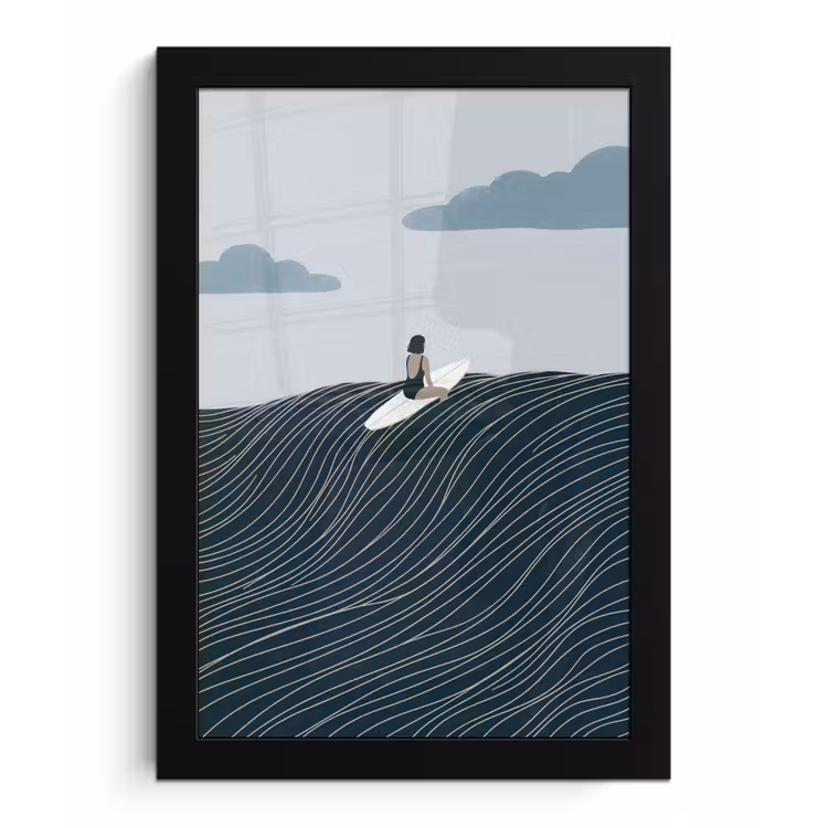 Persoon - Surfen - Oceaan - Natuur - Modern fotolijst zwart zonder passe partout klein -3d