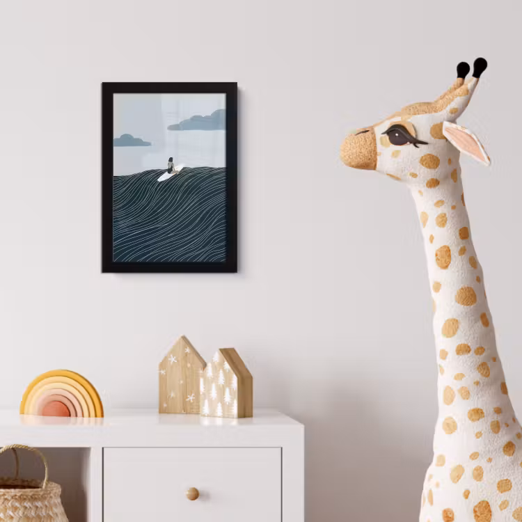 Persoon - Surfen - Oceaan - Natuur - Modern fotolijst zwart zonder passe partout klein -usfeer4_kinderkamer