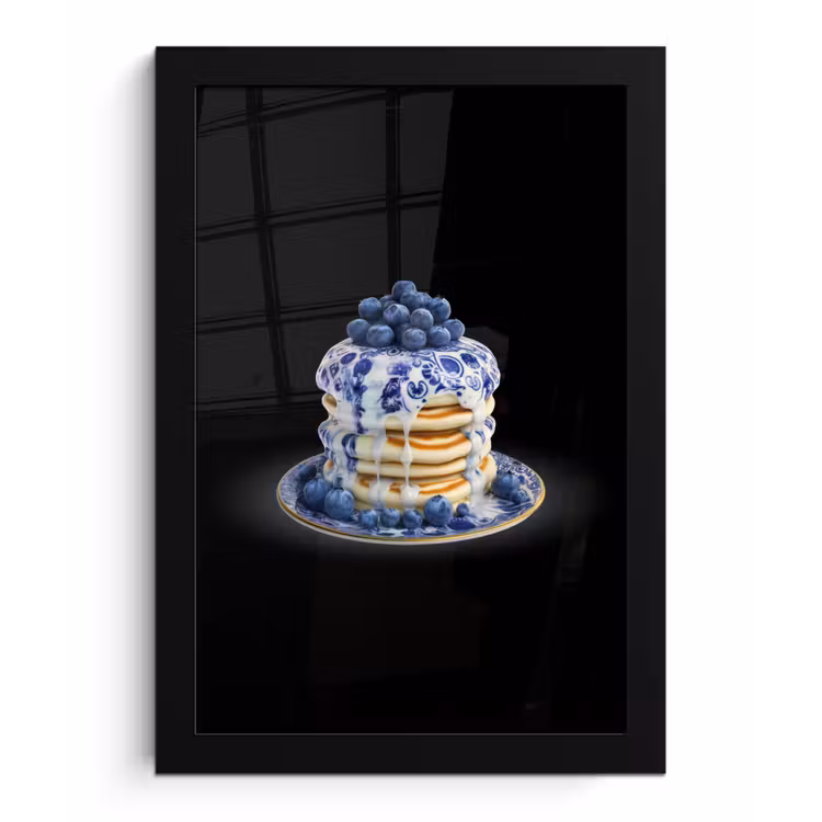 Pannenkoeken - Blauwe Bessen - Bord fotolijst zwart zonder passe partout klein -3d