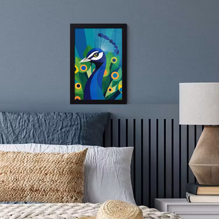Pauw - Cirkels - Blauw fotolijst zwart zonder passe partout klein -sfeer3