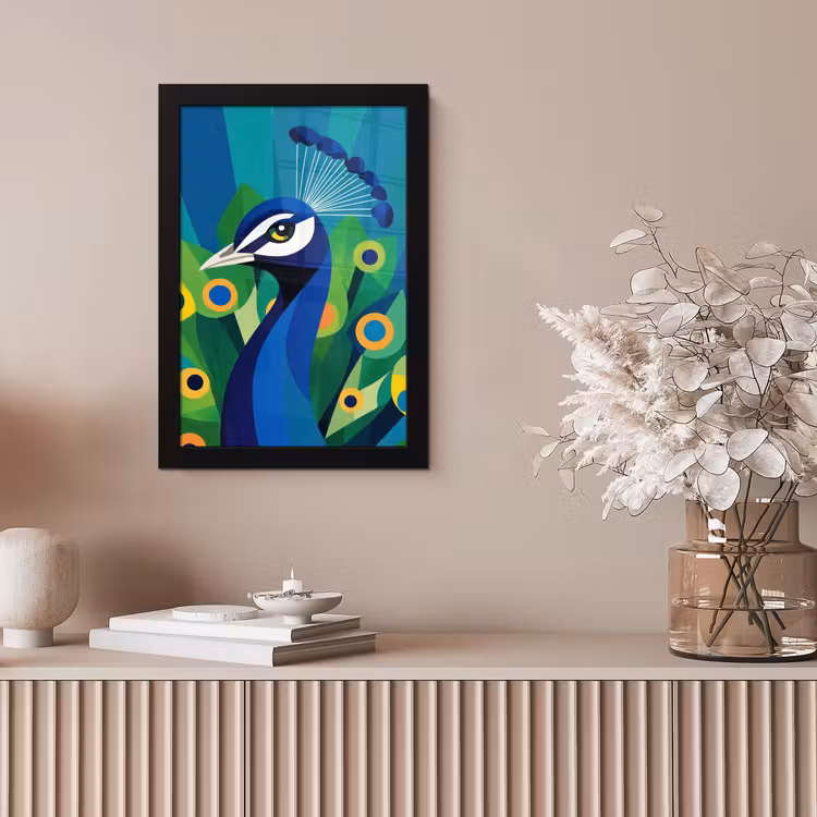 Pauw - Cirkels - Blauw fotolijst zwart zonder passe partout klein -sfeer5