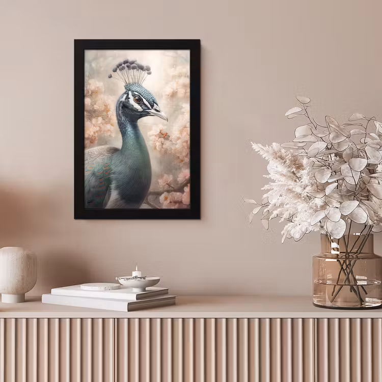 Pauw - Vogels - Bloemen - Boom - Botanisch fotolijst zwart zonder passe partout klein -sfeer5
