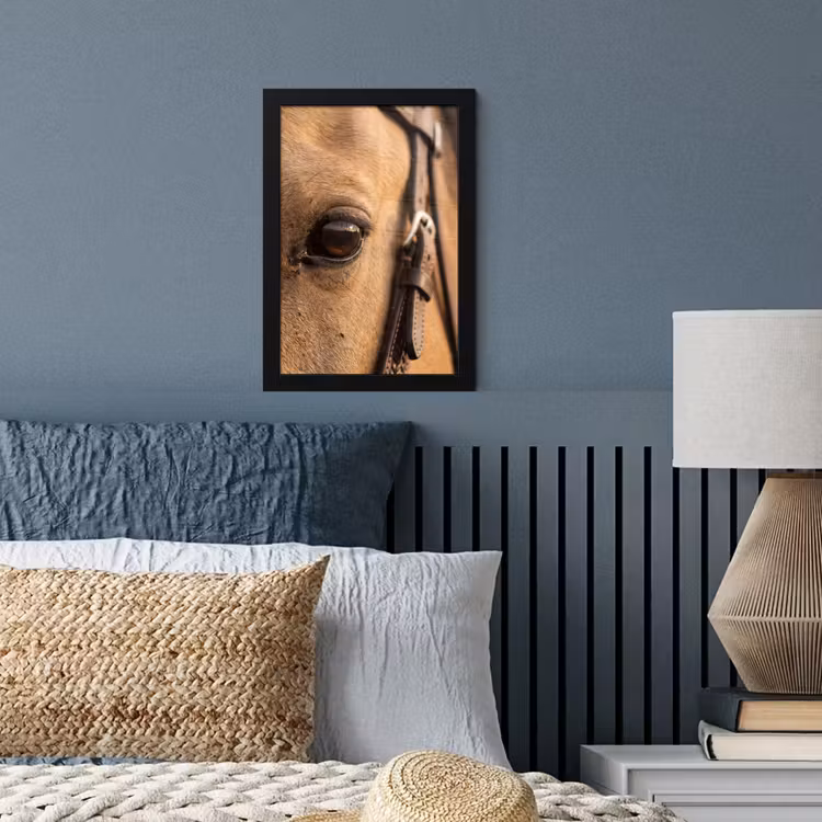 Paard - Oog - Bruin fotolijst zwart zonder passe partout klein -sfeer3