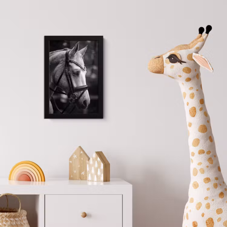 Paard - Schimmel - Portret fotolijst zwart zonder passe partout klein -usfeer4_kinderkamer