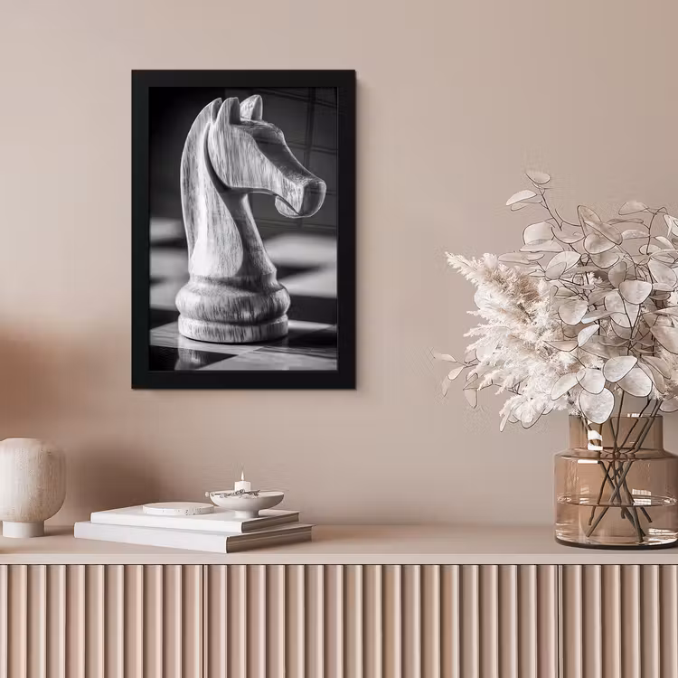 Paard - Hout - Schaalbord - Zwart fotolijst zwart zonder passe partout klein -sfeer5