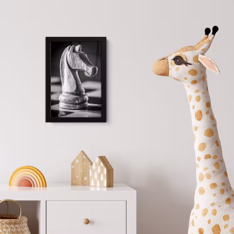 Paard - Hout - Schaalbord - Zwart fotolijst zwart zonder passe partout klein -usfeer4_kinderkamer
