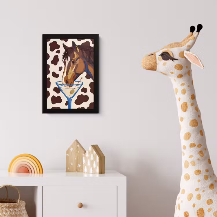 Paard - Martini - Dieren - Abstract - Bruin fotolijst zwart zonder passe partout klein -usfeer4_kinderkamer