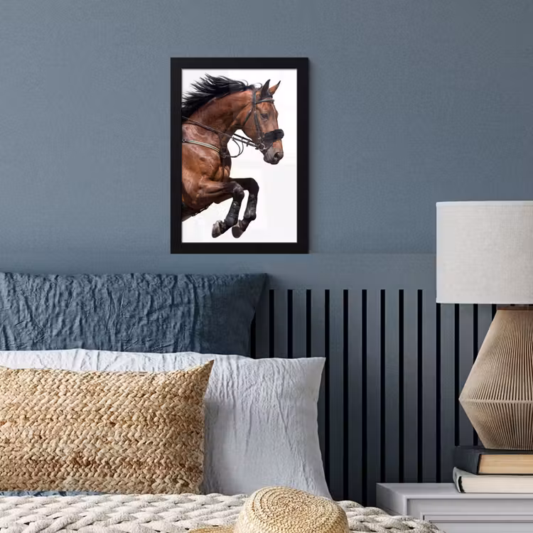 Paard - Springen - Modern fotolijst zwart zonder passe partout klein -sfeer3