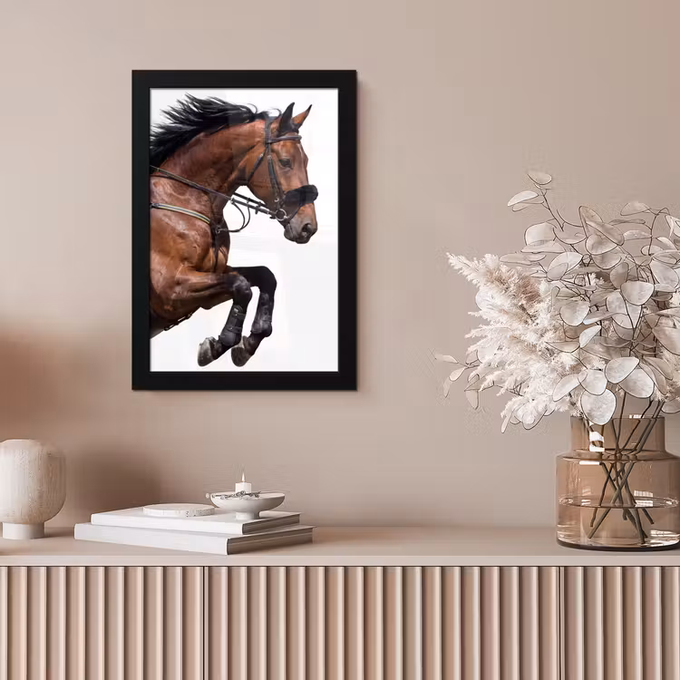 Paard - Springen - Modern fotolijst zwart zonder passe partout klein -sfeer5