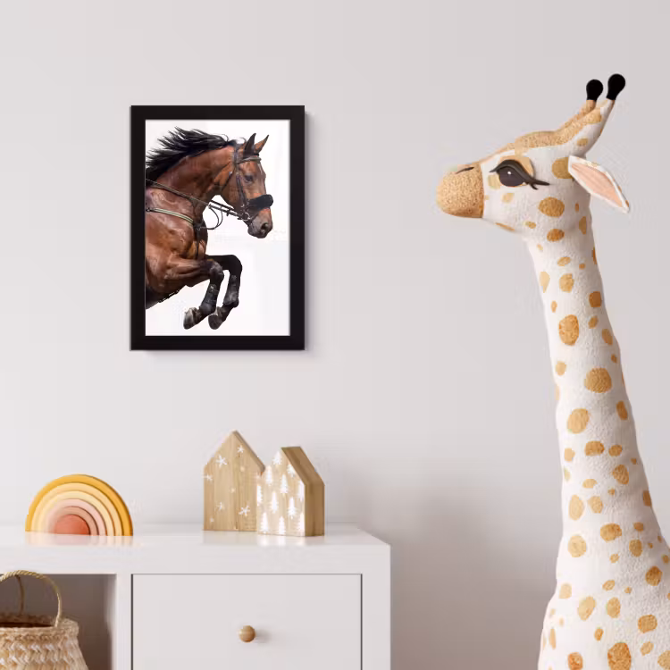 Paard - Springen - Modern fotolijst zwart zonder passe partout klein -usfeer4_kinderkamer