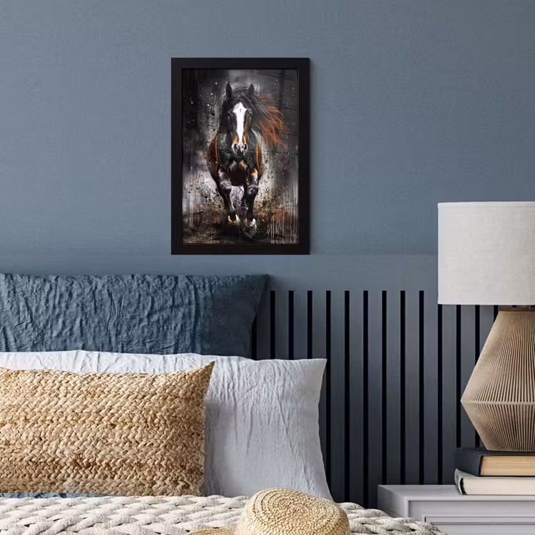 Paard - Dieren - Zwart - Luxe - Modern fotolijst zwart zonder passe partout klein -sfeer3