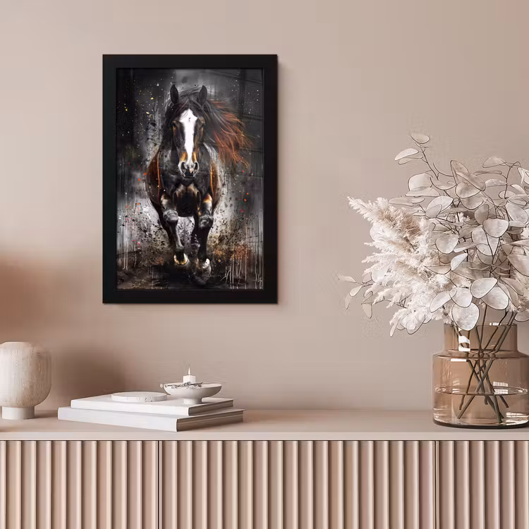 Paard - Dieren - Zwart - Luxe - Modern fotolijst zwart zonder passe partout klein -sfeer5